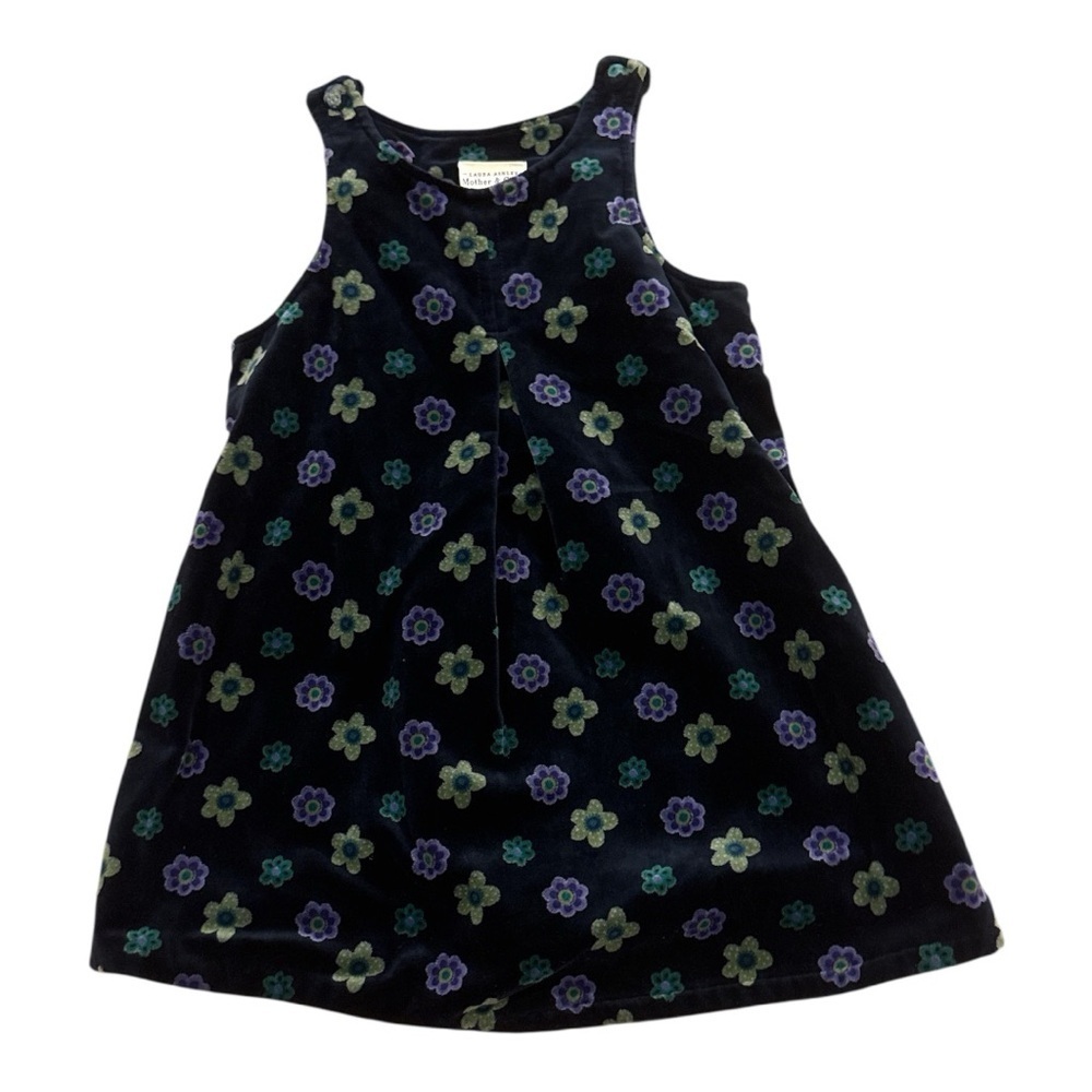 Vintage Floral Kids Dress - Black and Purple